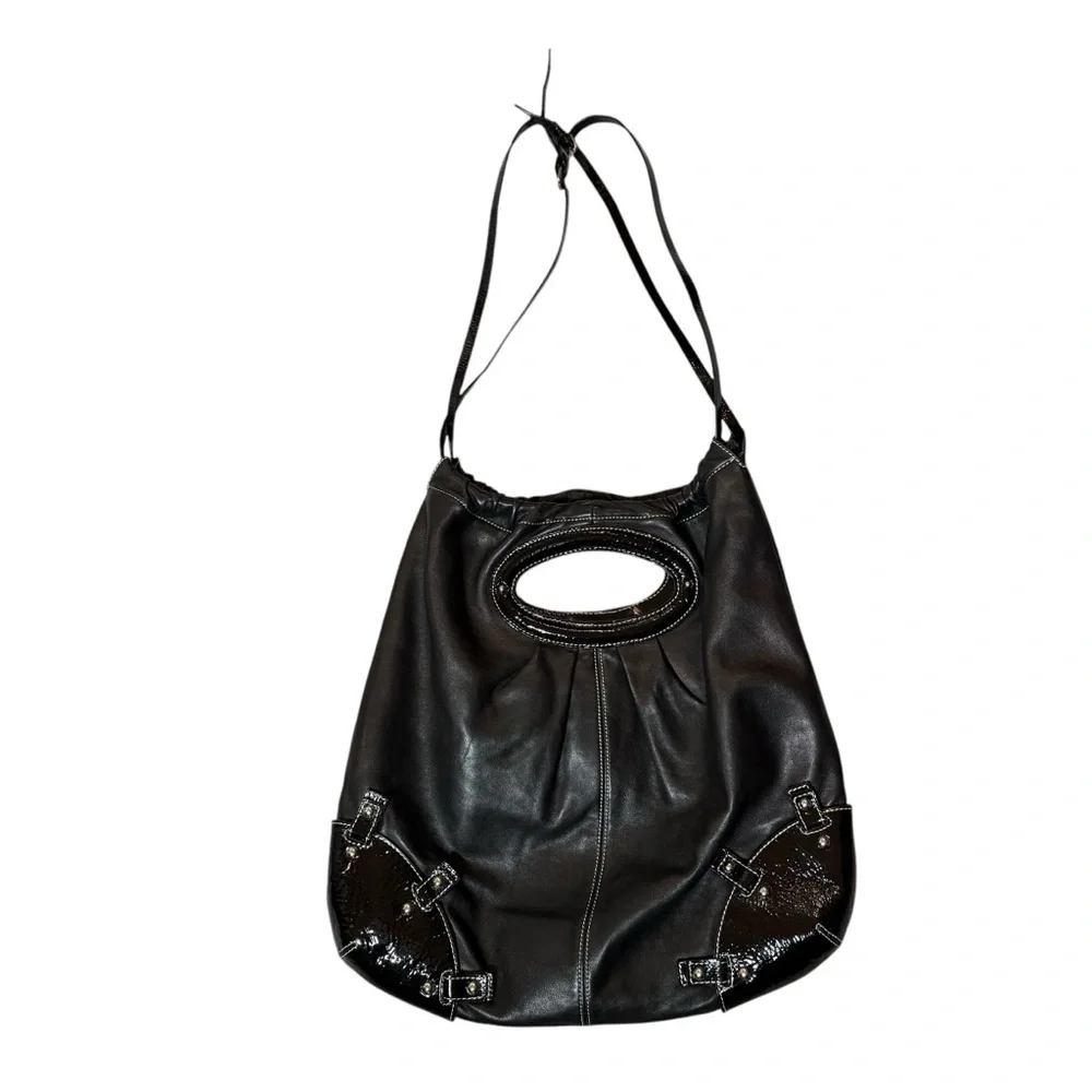 CYNTHIA ROWLEY  HOBO with shoulder straps Black Leather Women's Bag